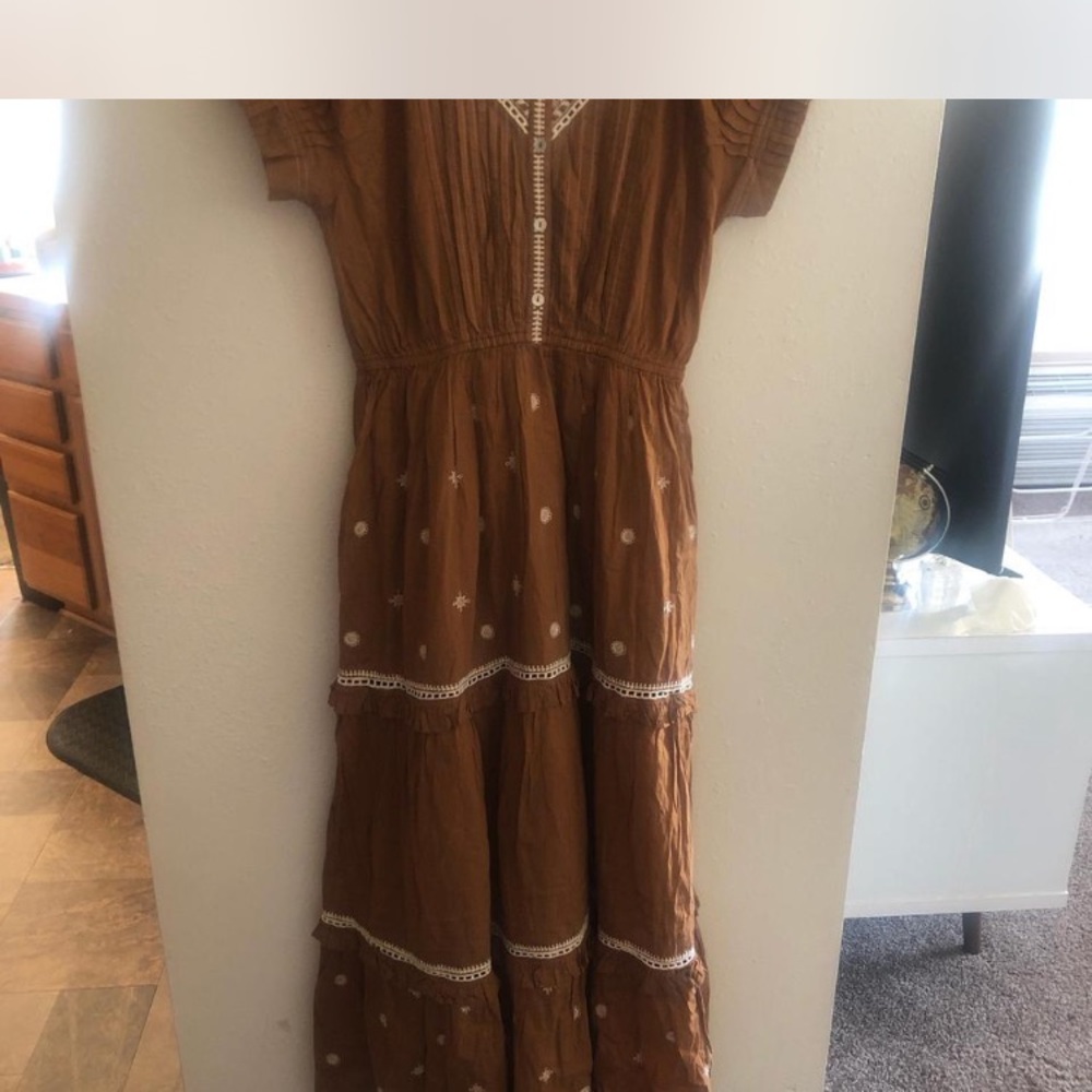 Bohme Tan Embroidered Maxi Dress